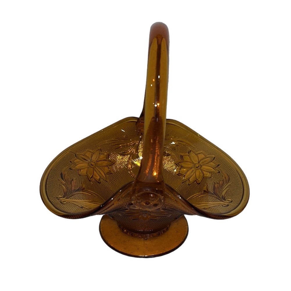 Vintage Tiara Amber Glass Basket~Dish